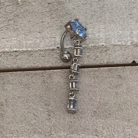 Unbranded 16g Blue Star Gem Reverse Top Down Dangle Belly Button Navel Ring US seller