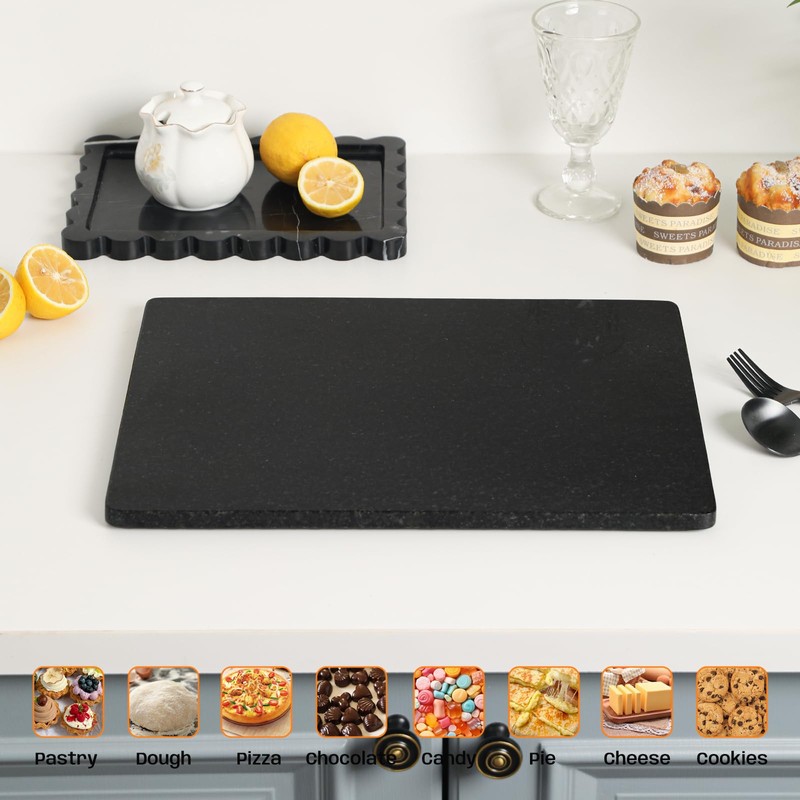 Adolif Granite Cutting Board 12x16 Inch, Marble Slab Pastry Board