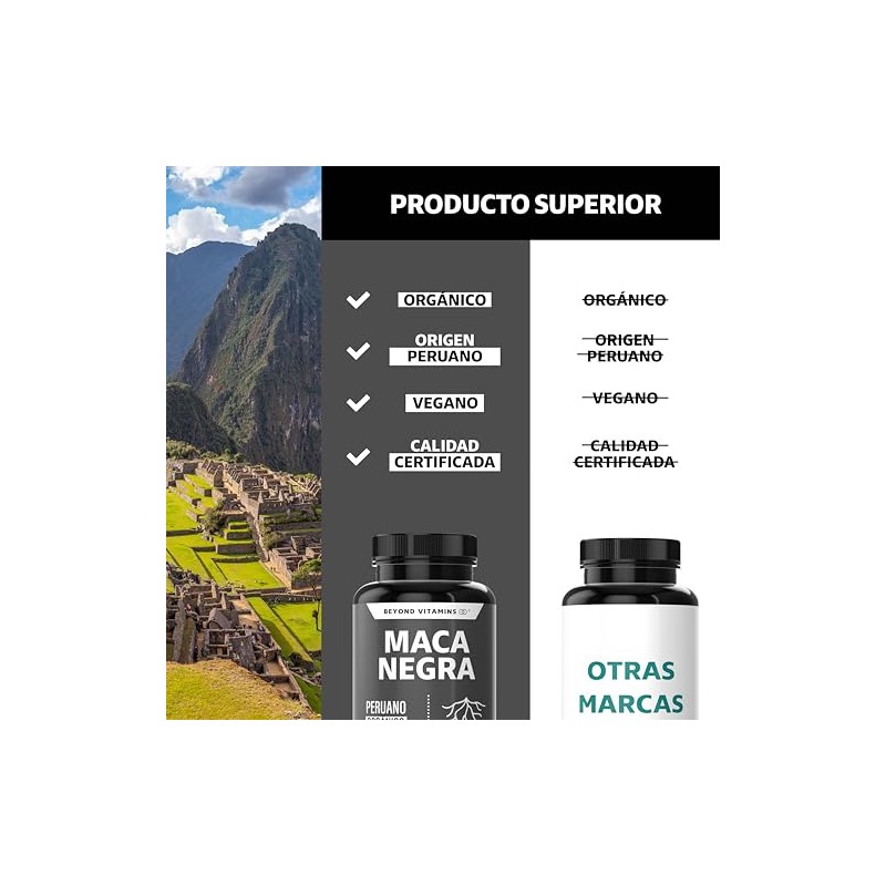 Maca Negra 1000 Peruana Orgánica Por Porción Azúcar Suplemento Alimenticio
