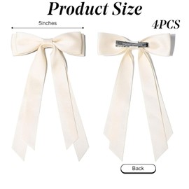 4Pcs Silky Satin Hair Bows Hair Clip Hair Ribbon Ponytail Holder Accessories Slides Metal Clips Bow for Women Girls (Color-M)