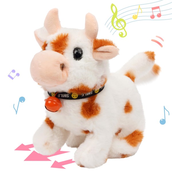 Hopearl Walking Cow Interactive Electronic Pet Plush Diary Cattle Toy