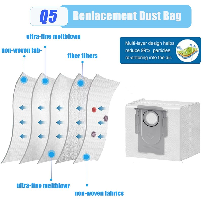 16 pack Disposable Dust Bag for roborock Q5 Q5+ Q7