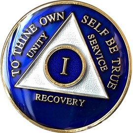 2 Year AA Medallion Metallic Blue Tri-Plate Sobriety Chip