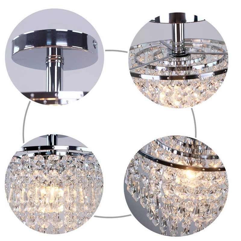FRIXCHUR Modern Crystal Chandelier Ceiling Light Fitting Hallway Lights Ceiling