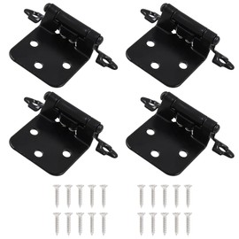 Aracombie 1/2 Inch Overlay Cabinet Hinges,20 Pcs-10 Pairs Satin Chrome Cabinet Hinges with Screws,Self Closing Door Hinges for Cabinets Kitchen Bathroom(Matte Black)