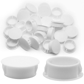 Auvotuis 50Pcs White Plastic Hole Plugs, 5/8Inch (16mm) Round Flush Mount Hole Plug Panel Plug Snap for Table, Chair, Furniture