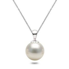 Orien Jewelry Japanese Akoya Cultured Pearl Pendant Necklace AAAA Graded 7mm White Necklace Pendant with Sterling Silver Setting and Matching 18 Inch Chain