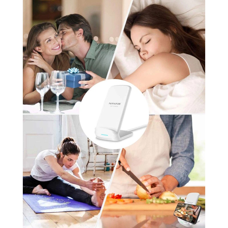 NANAMI Upgraded Fast Wireless Charger, Qi-Certified Wireless Charging Stand f...