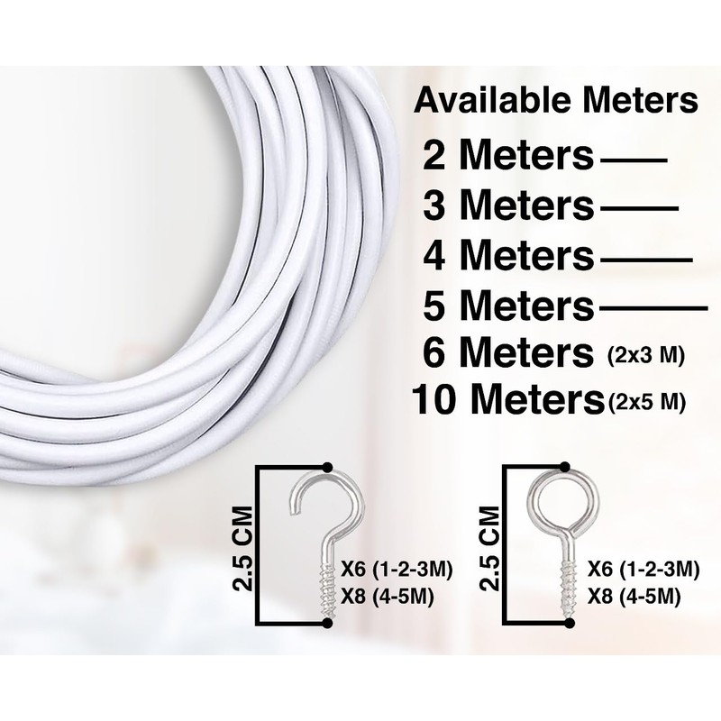 ZYBUX - 2x3 Metres Curtain Wire Hooks and Eyes 12
