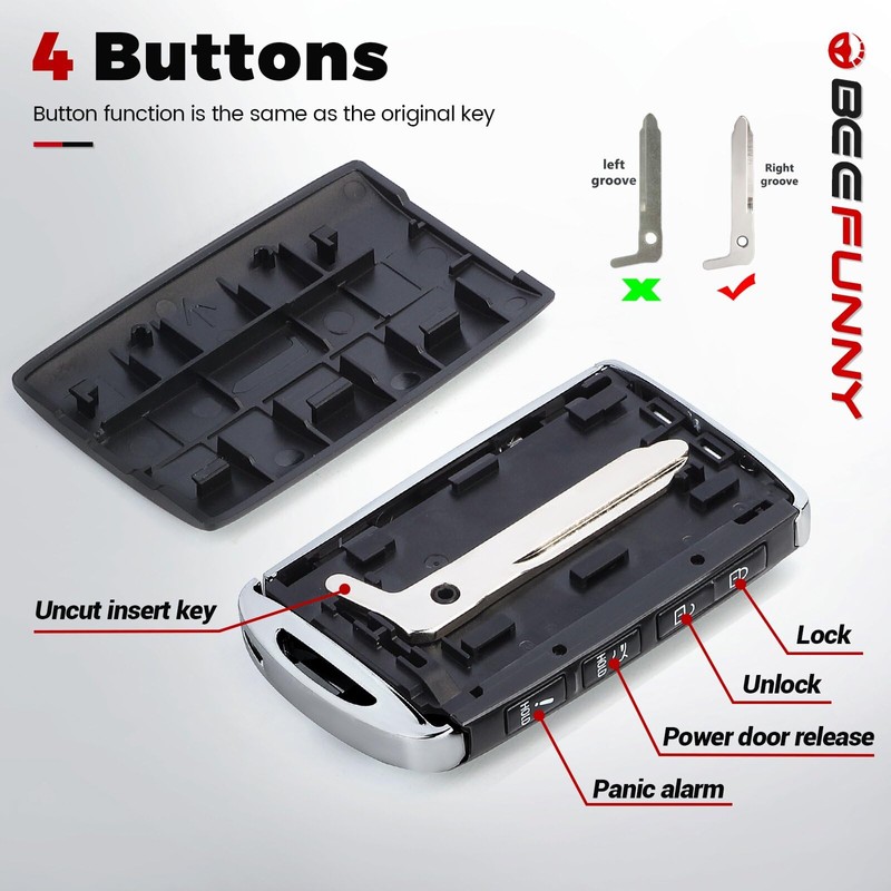 Beefunny Replacement Remote Key Case Shell 4 Buttons for Mazda