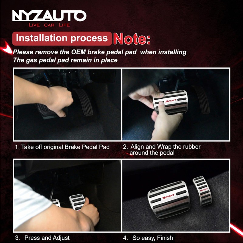 NYZAUTO Anti-Slip Foot Pedal Pads kit Compatible with A4 &