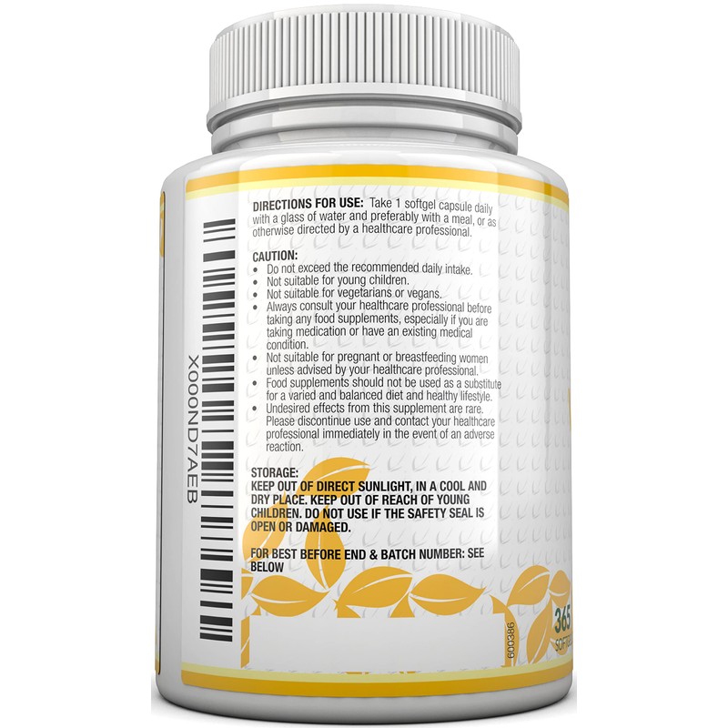 Vitamin D3 365 Softgels (Full Year Supply) | 1000IU Vitamin