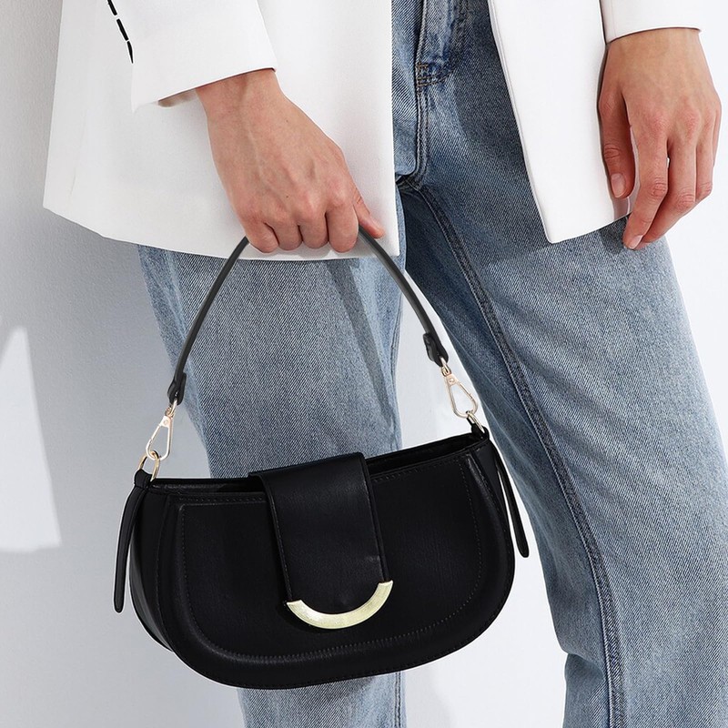 Yuanchu Black Short Handbag Handle Strap, 19 Inch PU Leather