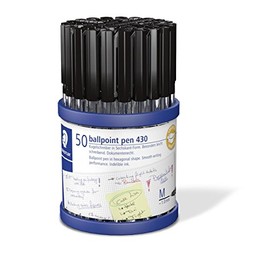 Staedtler Stick 430 M9CP50 Ballpoint Pen Medium, Black, Box of 50
