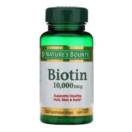 Nature's Bounty Biotina, 10000 Mcg, Suplemento Que Ayuda A Mantener El Cabello, La Piel Y Las Uñas Saludables, Y El Metabolismo Energético, Cápsulas Blandas De Liberación Rápida,