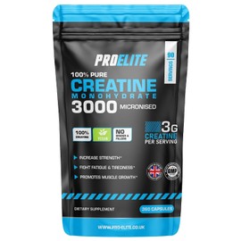Creatine Capsules x 360 Vegan 3000mg of Unflavoured Creatine Monohydrate per Serving, NO FILLERS & Binders Micronised Pure Creatine Tablets Alternative by PROELITE
