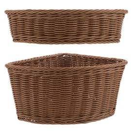 2Pcs Triangle Corner Storage Basket Imitation Rattan Woven Corner Tray Shelf Basket for Closet Bedroom Laundry Room Side Table Light Brown 9.64 X 9.64 X 3.34 in