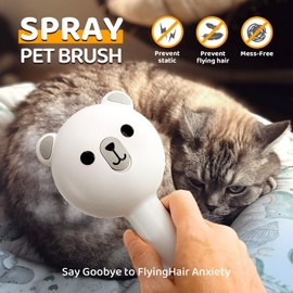 Cat Steam Brush, Self Cleaning Pet Spray Hair Removal Comb with Release Button, 3 In 1 Cat Brush for Indoor Cats, Waterproof Pet Grooming Brushes for Long Short Haired Dogs Cats | Pecait