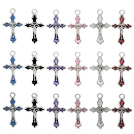 60pcs Mix Enamel Cross Religious Charms Alloy Crucifix Pendant for DIY Necklace Bracelet Earring Jewelry Making, Metal, No Gemstone