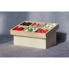 Dollhouse Accessories 1:12 Scale Fruite Vegetable Rack Food Display Furniture Grocery Store Miniature Furniture Decoration Ornament (Brown)