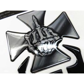 BIKE-label Tankpad 3D Motorrad Aufkleber Tankschutz Chrom-Optik Eisernes Kreuz X502260VA