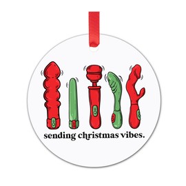 Dirty Santa Gifts For Adults - Sending Christmas Vibes Ornament - Funny Christmas Ornaments Adult - White Elephant Gifts For Adults - Nasty Christmas Ornaments - Fun Christmas Ornaments 2024