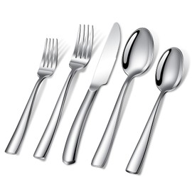 SIAKA 40-Piece Silverware Set, Heavy Duty Stainless Steel Flatware Set Service for 8, Modern Design Cutlery Utensil Sets, Dinner Fork Knife Spoon Eating Tableware Sets for Home, Dishwasher Safe