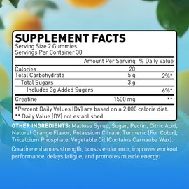 Novafun Novafun Creatine Supplements, 1500mg Creatine Monohydrate for Muscle Strength, Endurance, Workout Performance, Vegetarian & Gluten-Free, Orange Flavor, 60 Count