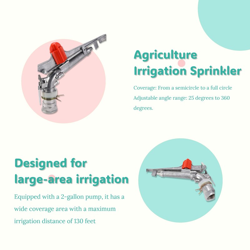 2" Water Spray Gun, Large-Area Irrigation Spray Gun Sprinkler, 360°