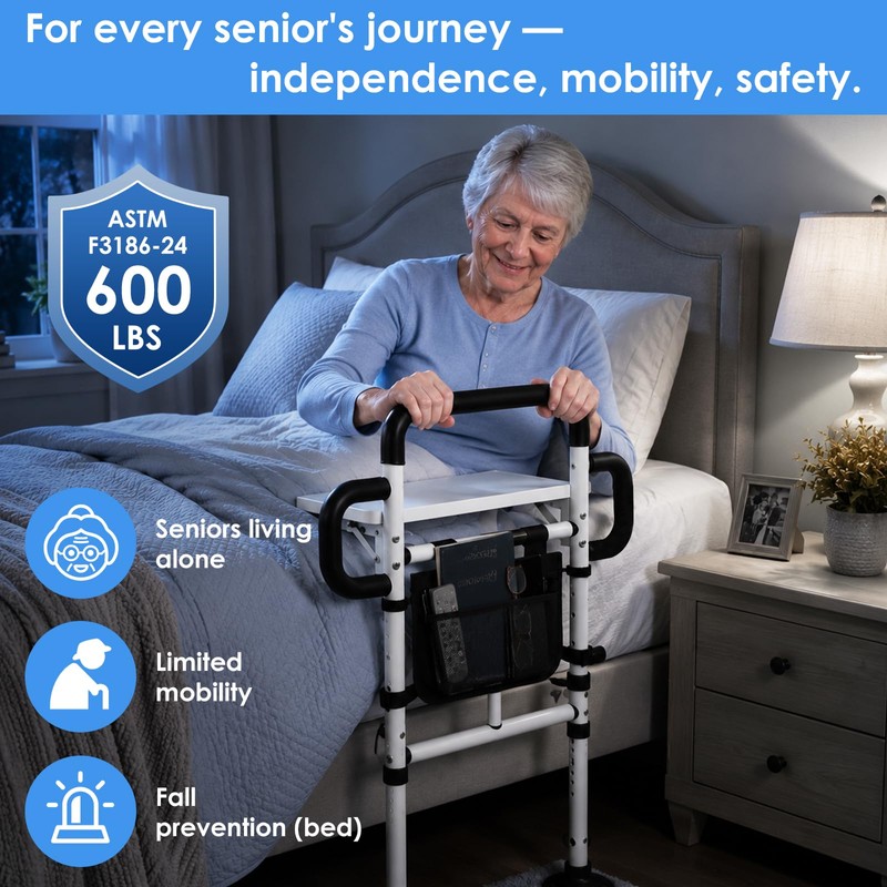 AMOVO Bed Rails for Elderly Adults Safety ASTM Certified 600LBS