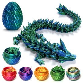SINSEN 3D Dragon in Egg Dragon Egg with Dragon inside Flexible Joints Dragon Egg Toy Articulated Dragon Crystal Dragon Home Office Decor Executive Desk Toys Gift for Kids Boys Girls