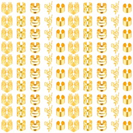 Pack of 100 Gold Hair Jewellery, Pirate Accessories, Hair Accessories, Women's Dreadlocks Jewellery, Hair Beads for Cliping, Cuffs, Hair Rings, Gold, Adjustable, Women for Hair Dreadlock