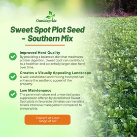 Outsidepride Southern Sweet Spot Seed - 20 lb. Annual, Versatile, Fast Growing & Drought Tolerant, Deer Food Plot Seeds for Planting Mixed Grasses for Easy Growth & Wildlife Gardens