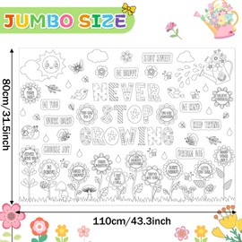 Naozinebi Never Stop Growing Coloring Poster for Kids Giant Coloring Poster Large Positive Affirmation Coloring Tablecloth Jumbo Coloring Books for kids Classroom Home Birthday Party Supplies Favor