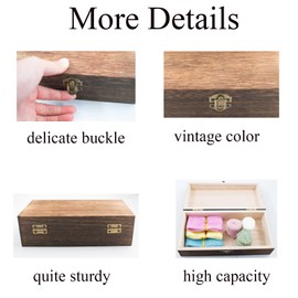 HingoFuni Wood Storage Box with Lid Solid Wood Container Box Decorative Table Large Rectangular Smooth Rustic Style Store Space to Organize Toys Cosmetics Vintage Color 7.87*3.93*2.36in, Brown, 2pcs