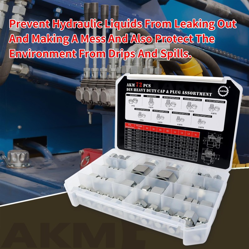 AKM 72 Pcs DIN Heavy Duty Cap & Plug Assortment