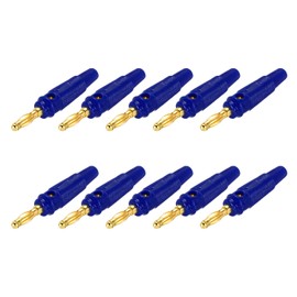 sourcing map 10 Pcs 4mm Banana Plugs, 20A 9.5mm OD 53.8mm Length Speaker Wire Cable Plug Connectors, Banana Jack Connector for Speaker Wire Audio Cable, Blue