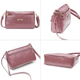 LassZone Small Crossbody Handbags for Women Soft Leather Crossbody Purse Wallet Multi Pocket Shoulder Bag with Adjustable Strap