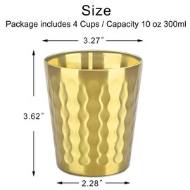 Beasea 10oz Stainless Steel Cups, 4 Pack Gold Double Wall Metal Stackable Insulated Portable Drinking Tumblers Unbreakable Shatterproof Glasses for Home Restaurant Party Camping Travelling