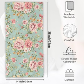 netufe Shabby Chic Pink Rose Flower Hand Towels for Bathroom Polyester Soft Cute Bath Towels Decorative Towels for Bathroom Kitchen Spa Yoga