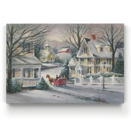Renditions Gallery Canvas Wall Art Paintings for Home Decorations Snowy Village Sleigh Ride Wall Hanging Abstract Prints for Bedroom Dining Living Room Office Home Kitchen Wall Decor - 18"X27" LT18