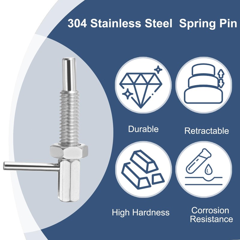 PATIKIL Retractable Indexing Plunger Pin, 2 Pcs M6x1 Stainless Steel