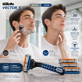 3-Blade Pivoting Razor for Face Shaving – Chromium-Coated Blades for Smooth Daily Grooming