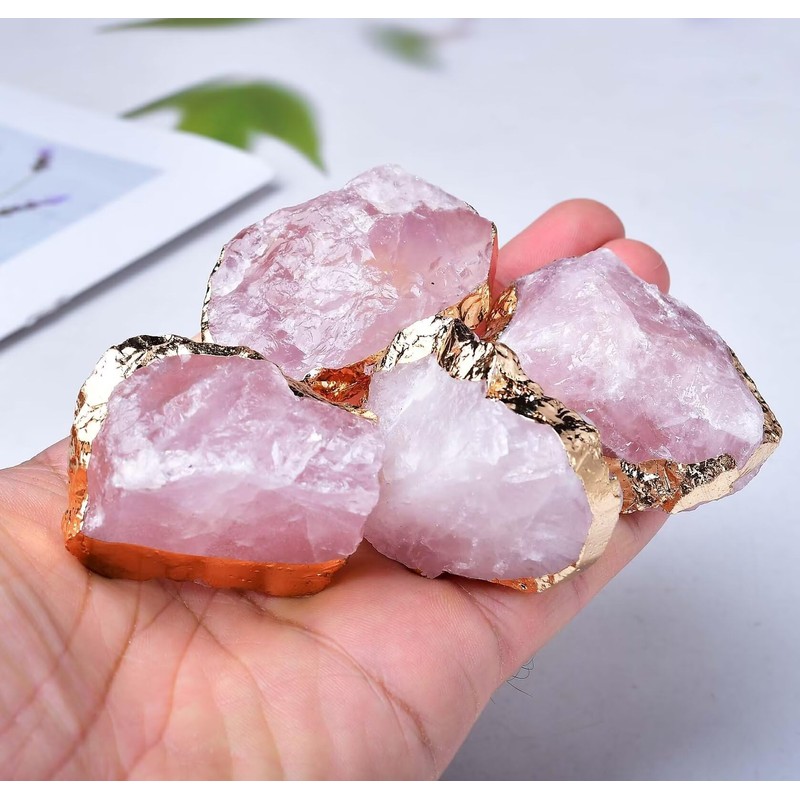 FZBHRO Rose Quartz Drawer Cabinet Knobs Pink Crystal Stone Knobs