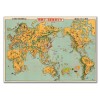 Large Vintage Japanese World MAP by Keizo Shimada of Japan
