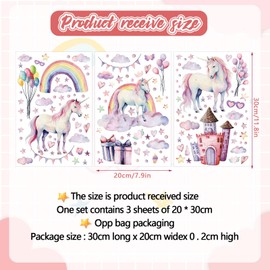 Unicorn Wall Tattoo Children's Room Luminous Stickers Unicorn Luminous Wall Sticker Girls Room Rainbow Castle Luminous Sticker Fluorescent Wall Sticker Baby Room Decoration for Girls Gifts Blue