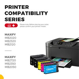 Maxify 1200XL Ink Cartridges Compatible PGI-1200XL PGI-1200 XL PGI 1200 XL Ink Replacement for Canon 1200 Ink Maxify MB2720 MB2050 MB2350 MB2320 MB2020 MB2120 Printer (5 Pack-2BK/C/M/Y)