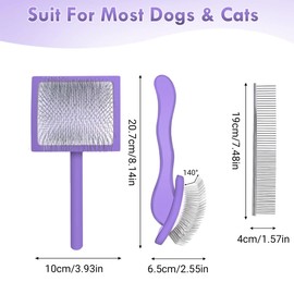 AIMALL 2 PCS Solid Wood Pet Grooming Brush, Ergonomic 8.14 Inch Dematting Comb, Pin Brush for Dogs & Cats, Anti-Scratch Design, Ideal for Pet Hair Styling & Knot Removal