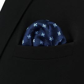 SHLAX&WING Floral Blue Mens Pocket Square Silk Handkerchief Handmade