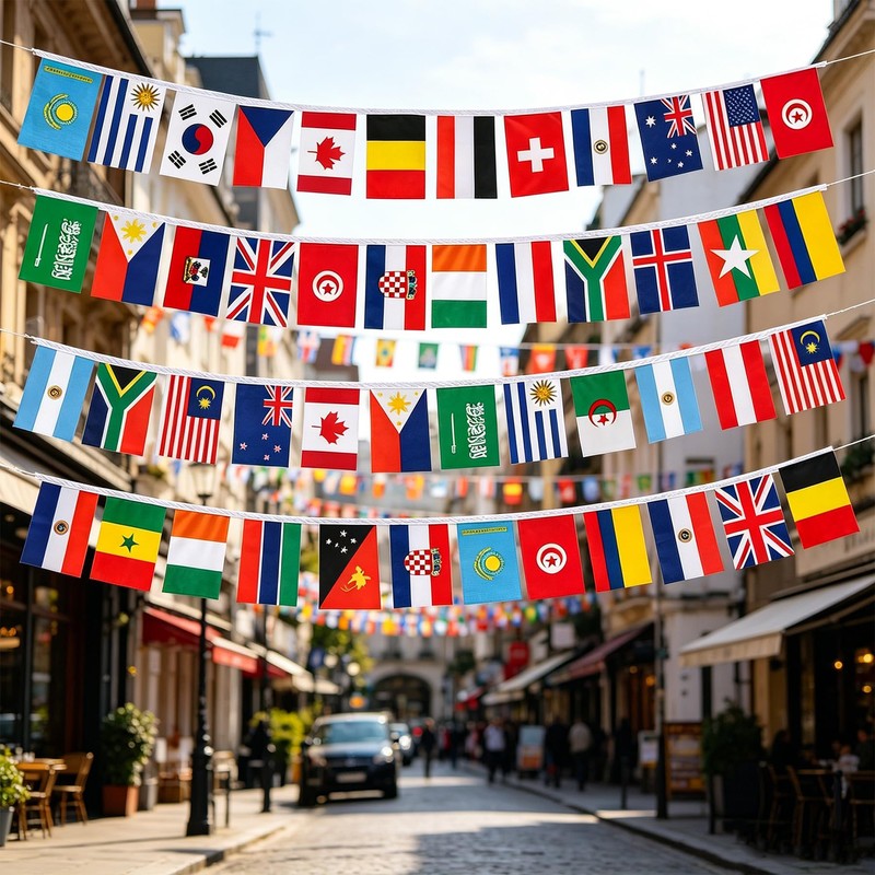 100 Countries String Flags Banner, JAYUWE 98.4FT/30M International Flag Bunting